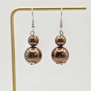 Chic Pearlescent Brown Drop Earrings